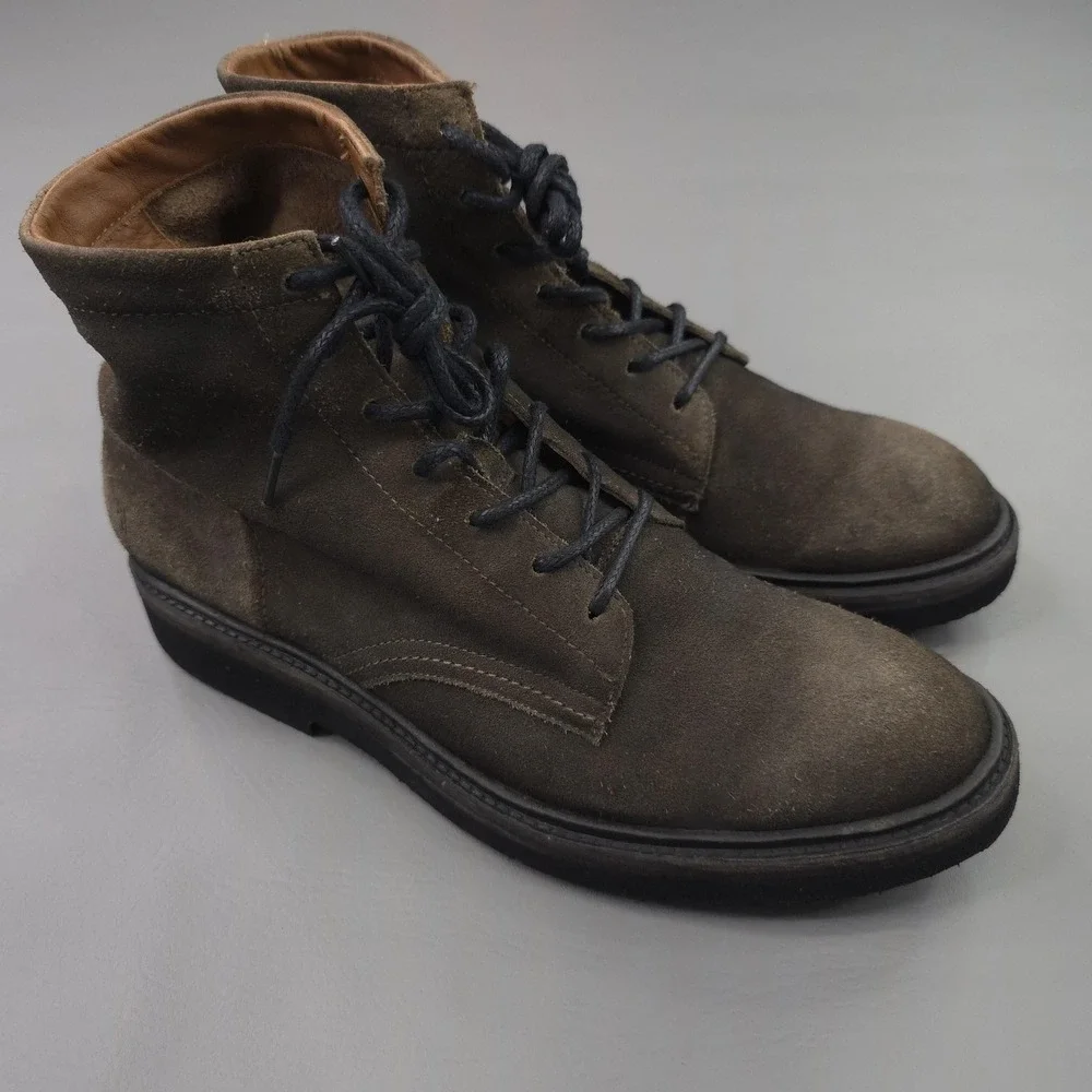 Frye Boots Mens 10D Faded Black Bowery Light Suede Lace Up Ankle Distressed